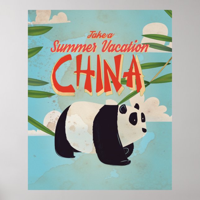 Vintage China Panda Vacation Poster (Framsidan)