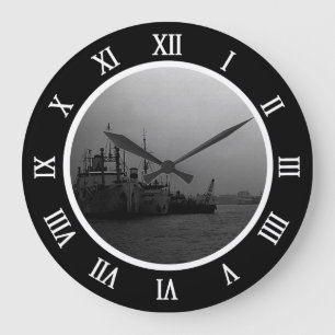 Vintage China Shanghai-Kanvastryck Stor Klocka