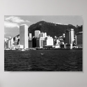 Vintage China vyn Skyscraper för Hongkong-fack Poster