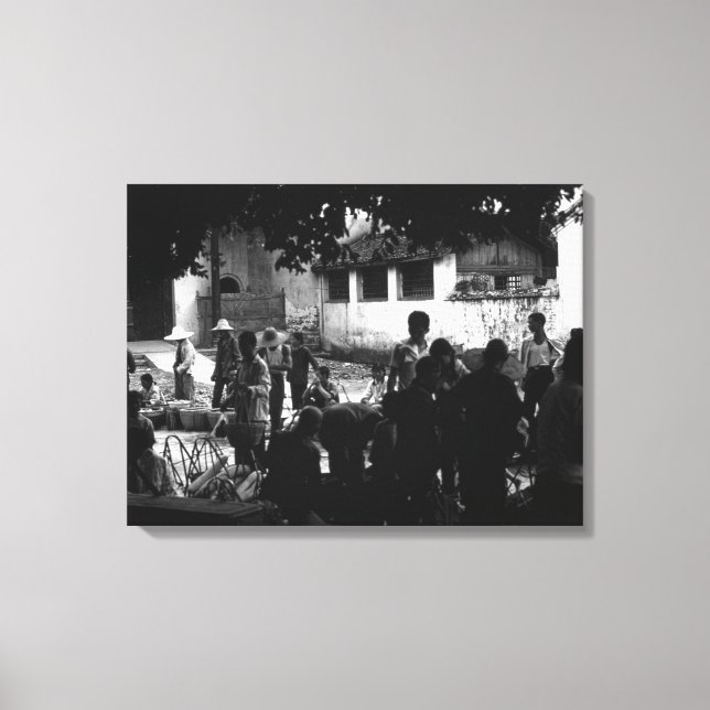 Vintage China Yangshuo Market Canvastryck (Framsida)