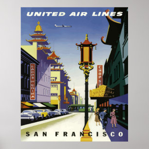 Vintage Chinatown-gatumiljö, San Francisco Poster
