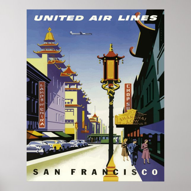 Vintage Chinatown-gatumiljö, San Francisco Poster (Framsidan)