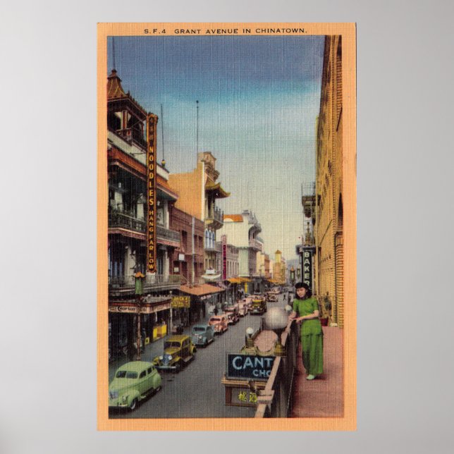 Vintage Chinatown San Francisco Travel Poster (Framsidan)