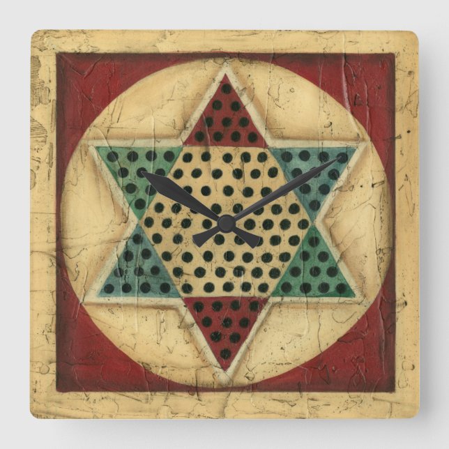 Vintage Chinese Checkerboard av Ethan Harper Fyrkantig Klocka (Framsida)