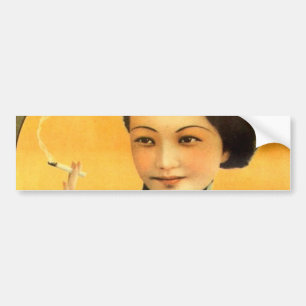 vintage chinese poster gammal kåkkvinna bildekal