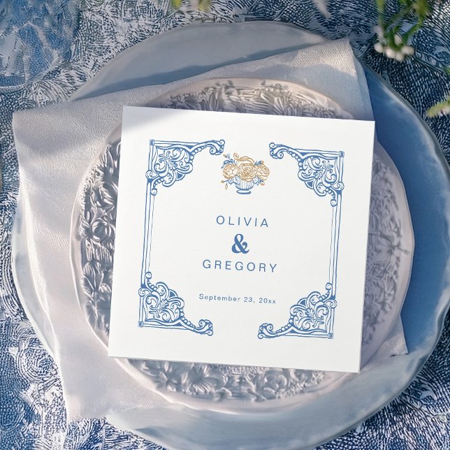 Vintage Chinoiserie Antique Ram Bröllop Pappersservett (Skapare uppladdad)