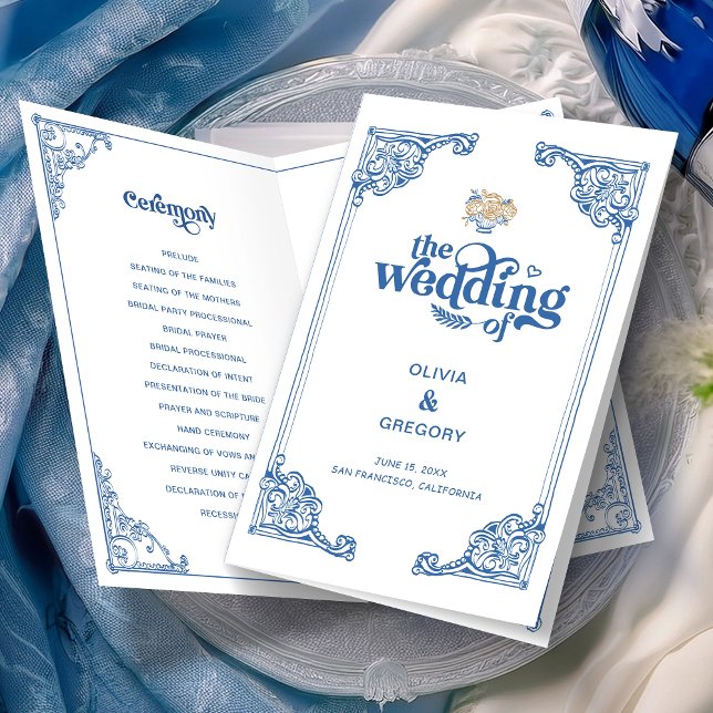 Vintage Chinoiserie Antique Ram bröllopsprogram (Skapare uppladdad)