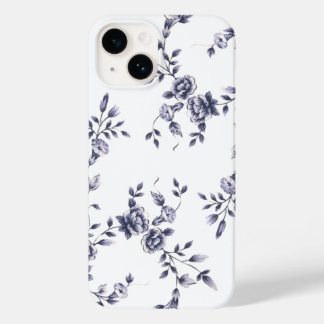 Vintage Chinoiserie Blå & Vit Blommig Mönster