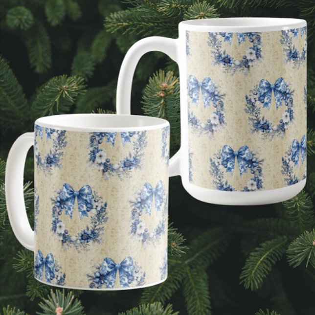 Vintage Chinoiserie Blue Wreath Antique Damask Kaffemugg (Great stocking stuffer or hostess gift!)