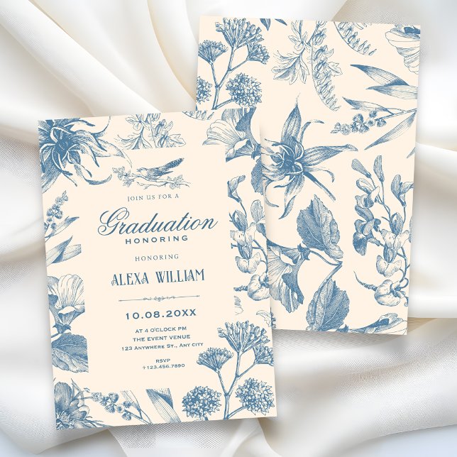 Vintage Chinoiserie botaniskt blomstergravyr Inbjudningar (Skapare uppladdad)
