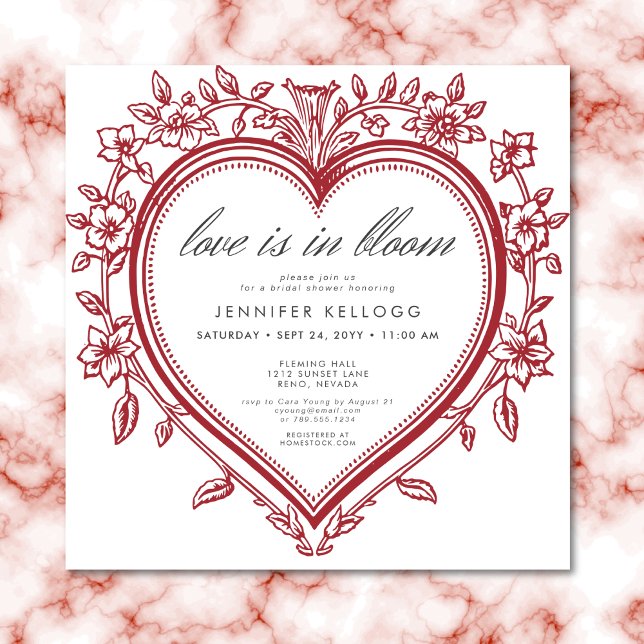 Vintage Chinoiserie Kärlek in Bloom Möhippa Inbjudningar (Vintage Chinoiserie Love In Bloom Bridal Shower Invitation)