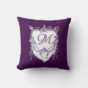Vintage Chinoiserie lila monogram Kudde