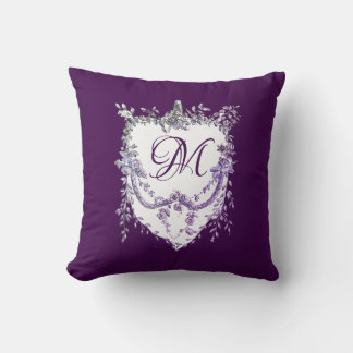 Vintage Chinoiserie purple monogram Kudde