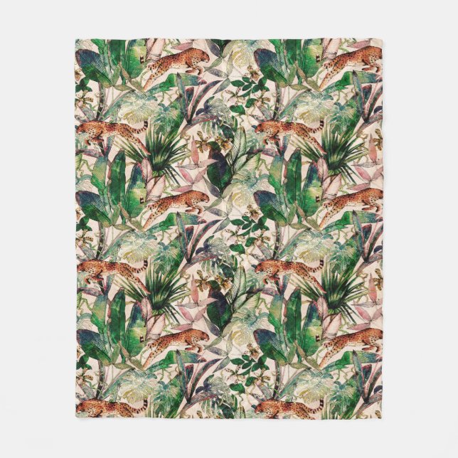 Vintage Chinoiserie Tropical Jungle Fleece Blanket (Framsidan)