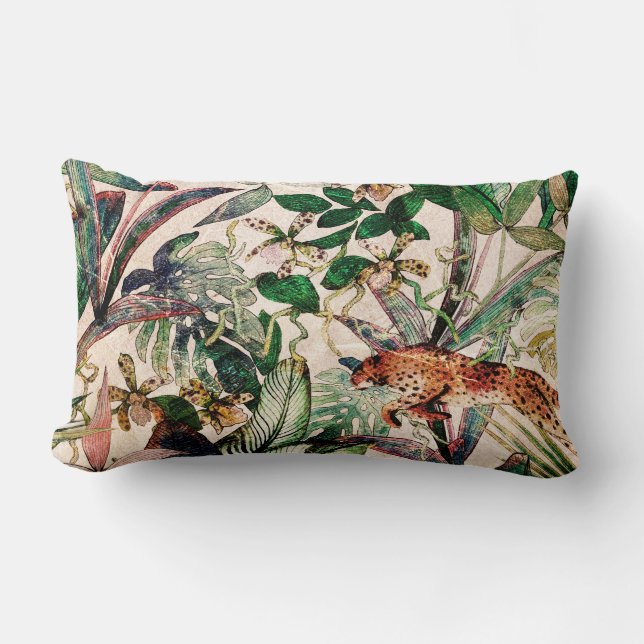 Vintage Chinoiserie Tropical Jungle Lumbar Pillow Lumbarkudde (Framsida)