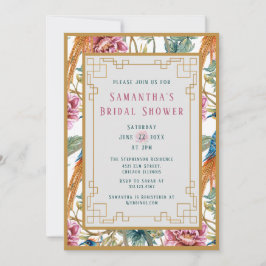 Vintage Chinoiserie Vår Blommigt Möhippa in Inbjudningar