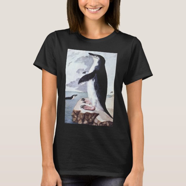 Vintage Chinstrap Penguin, fåglar från Antarctica T Shirt (Framsida)