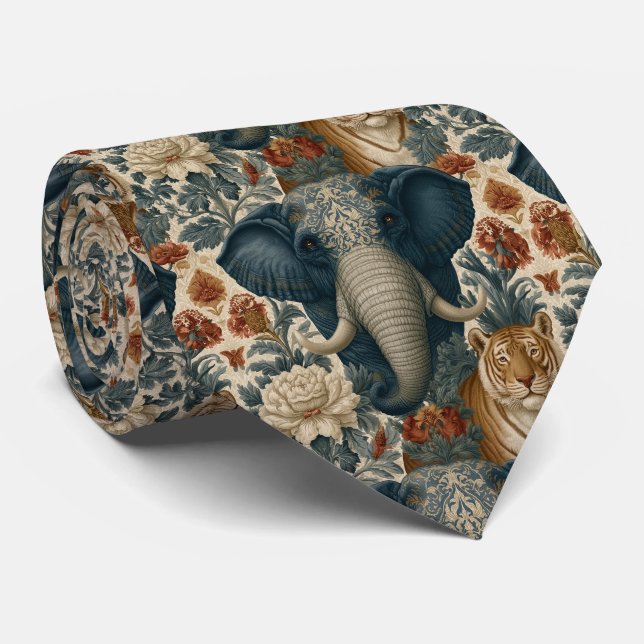 Vintage Chintz Indisk Elefant Bengalisk Tiger Slips (Rullad)