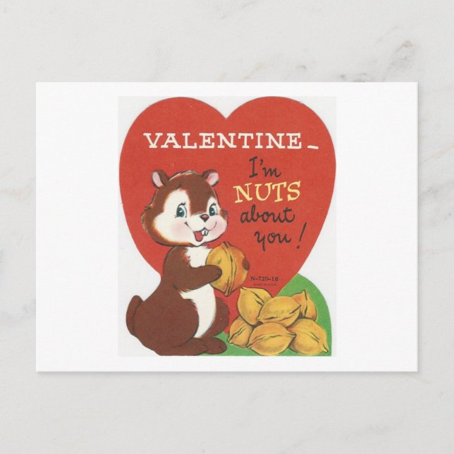 Vintage Chipmunk Valentine Helg Vykort (Framsida)