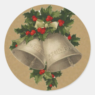 Vintage Chistmas Klockor-dekal Runt Klistermärke