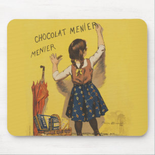 Vintage Chocolat Menier fransk affisch Bouisset ko Musmatta