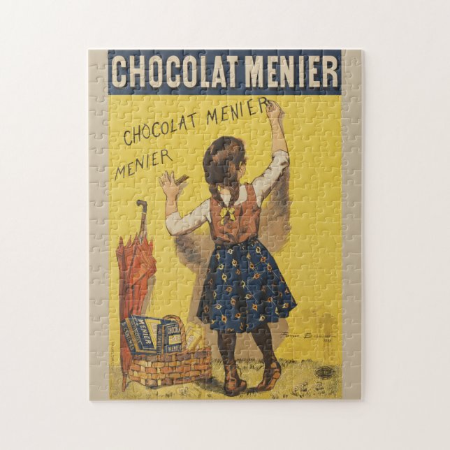 Vintage Chocolat Menier fransk affisch Bouisset ko Pussel (Vertikal)