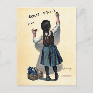 Vintage Chocolat Menier fransk affisch Bouisset ko Vykort