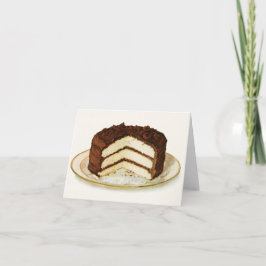 Vintage Chocolate Iced Lagrar Cake Note-kort Kort