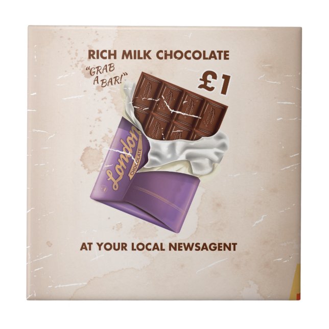 Vintage Chocolate-reklam efter Krig Kakelplatta (Framsidan)