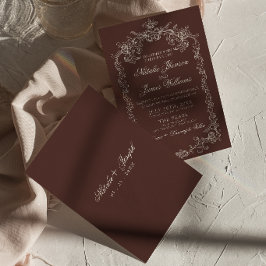 Vintage chokladbrun gammal peng Fancy bröllop Inbjudningar