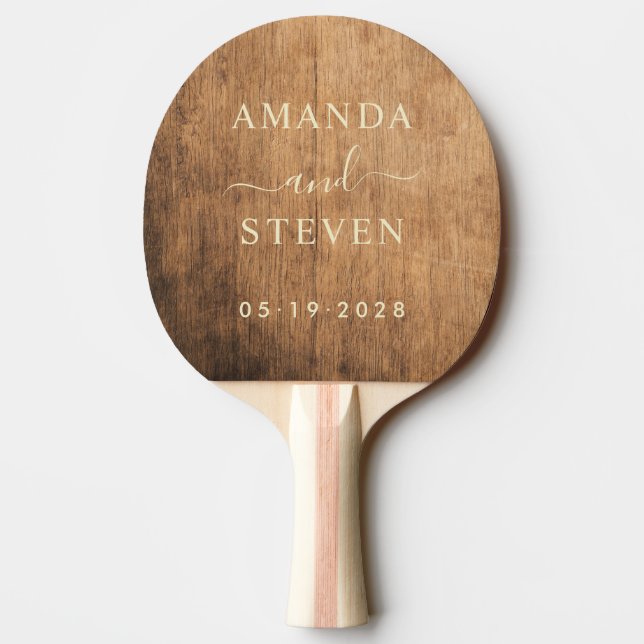 Vintage Chopping Block Couple Names with Wedding Pingisracket (Baksidan)