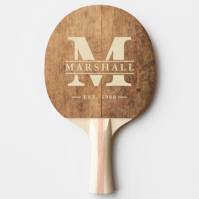Vintage Chopping Block Monogram & Name Overlay Pingisracket (Framsidan)