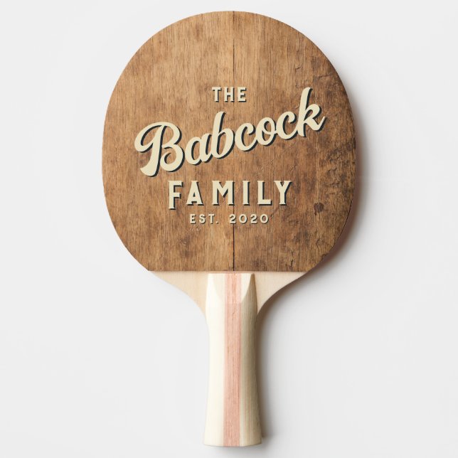 Vintage Chopping Block Retro Family Name & Year Pingisracket (Framsidan)