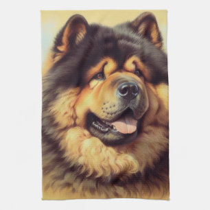 Vintage Chow-Chow-målning Kökshandduk