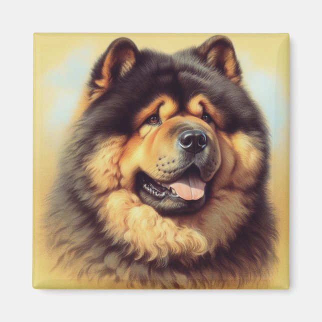 Vintage Chow-Chow-målning Magnet (Framsidan)