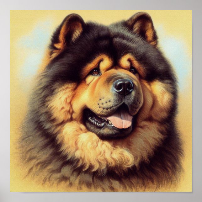 Vintage Chow-Chow-målning Poster (Framsidan)