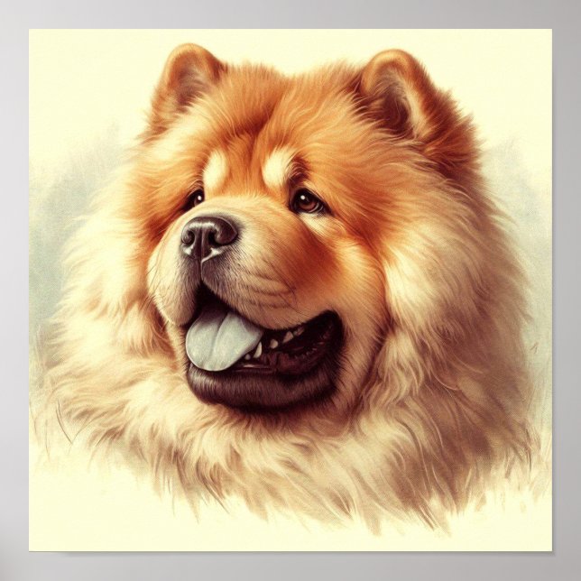 Vintage Chow-Chow-målning Poster (Framsidan)