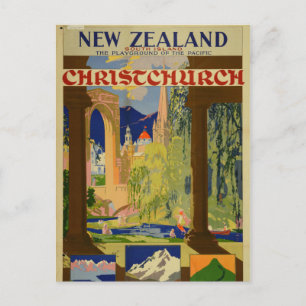 Vintage ChristChurch New Zealand Travel Vykort