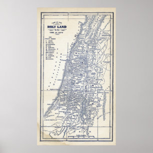 Vintage Christian Heliga Land Jerusalem Karta Poster