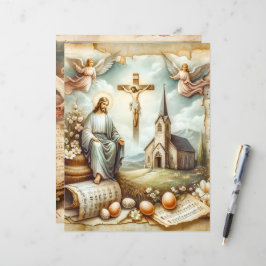 Vintage Christian Påsk-skrapbok Papper