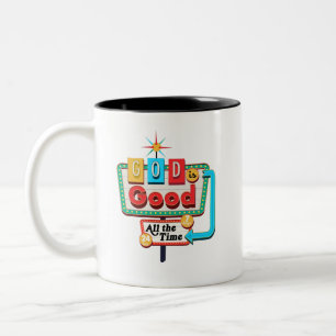 Vintage Christian Retro Gud är Gud hela tiden Två-Tonad Mugg