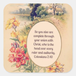 Vintage Christian Scripture Verse Fyrkantigt Klistermärke
