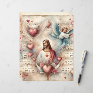 Vintage Christian Valentines Scrapbook Papper