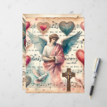 Vintage Christian Valentines Scrapbook Papper