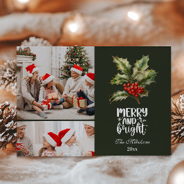 Vintage Christmas 2 Photos Family Celebration Julkort