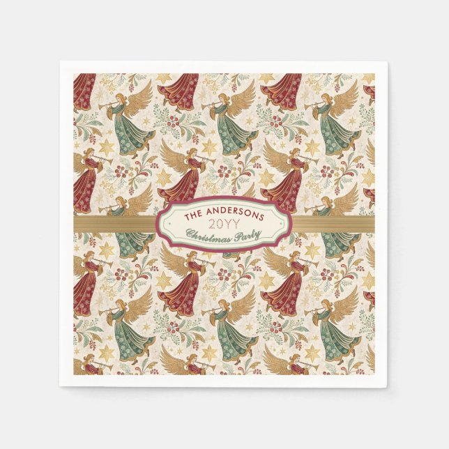 Vintage Christmas Angels Custom Disposable Paper Pappersservett (Framsidan)