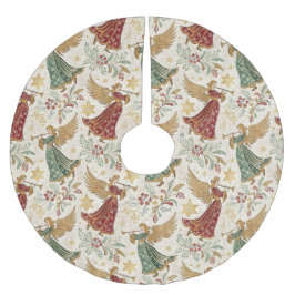 Vintage Christmas Angels Julgransmatta Borstad Polyester