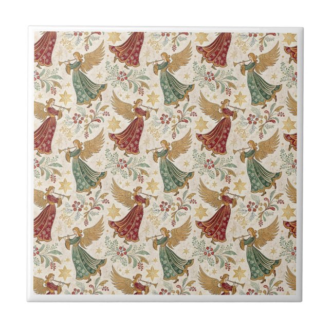 Vintage Christmas Angels  Kakelplatta (Framsidan)