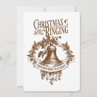 Vintage Christmas Bell Spirit Ringing Holiday Card Inbjudningar