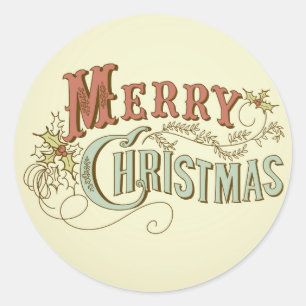 vintage-christmas-card-merry-christmas-lettering_G Runt Klistermärke